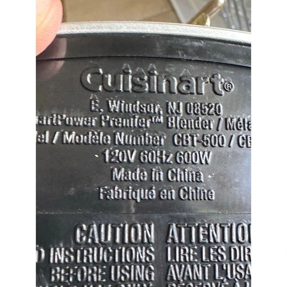 Cuisinart Blender CBT-500 600W Ice Crush Pulse High Low Settings Silver